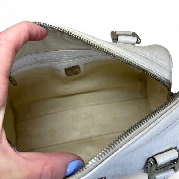 MCM White Leather Papillon Barrel Bag - Picture 7 of 15